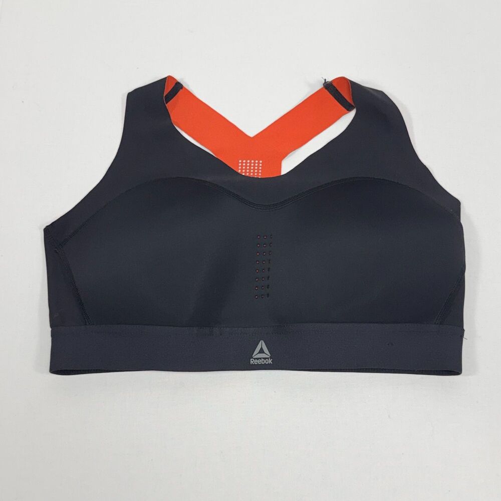 High-Impact Crossback Reebok Black Orange Sports Bra Size approx M Medium‎